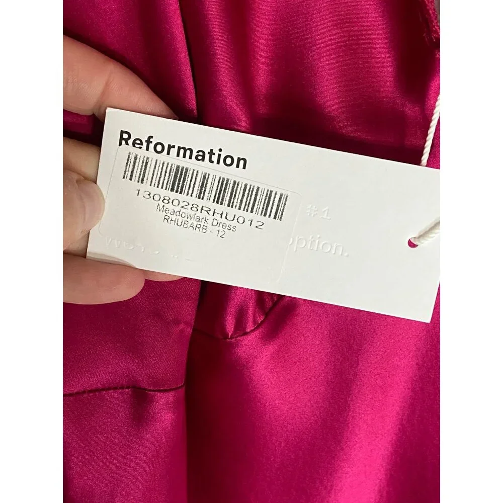 NWT Reformation Meadowlark Silk Slip Pink Dress-sz 12 - Picture 3 of 10